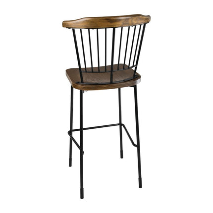 Bolero Scandi High Bar Stools Black with Wood Seat and Backrest | 2 Pieces 3