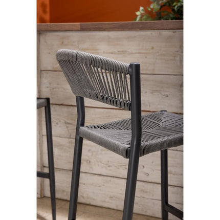 PE Woven Rattan Outdoor Bar Stools Anthracite | Bolero Eden | 2 Pieces 8