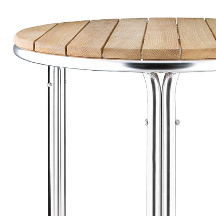 Bolero Round Ash Wood and Aluminium Table 60cm 3