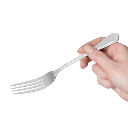 Table Forks | Olympia Jesmond | 12 Pieces | Polished 18/0 Stainless Steel with Shell Pattern Handle 3
