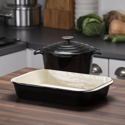 2-Piece Cast Iron Roasting Pan and Oven Dish Set | Vogue 6