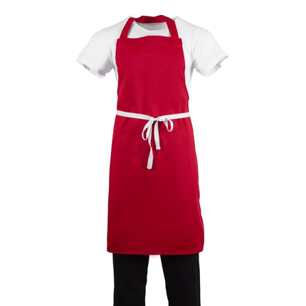 Polyester-Cotton Red Bib Apron | Whites