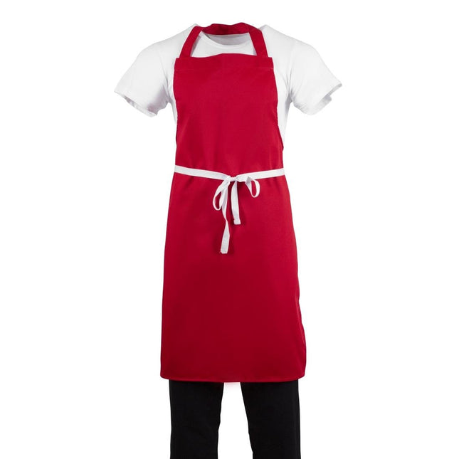 Polyester-Cotton Red Bib Apron | Whites