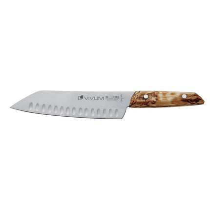 Santoku Knife 18cm with Granton Edge | Dick Vivum | Birch Wood Handle