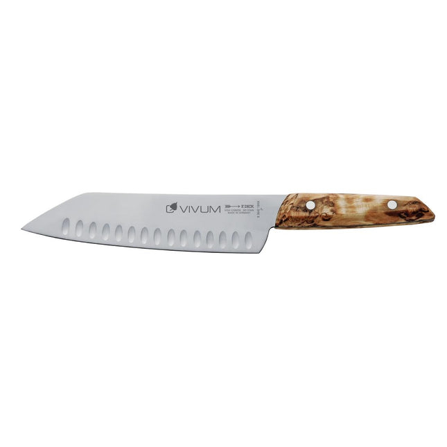 Santoku Knife 18cm with Granton Edge | Dick Vivum | Birch Wood Handle