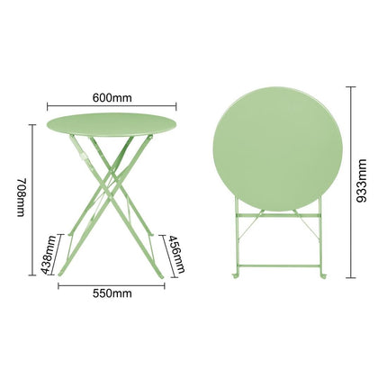 Round Steel Folding Table Light Green 595mm | Bolero 6