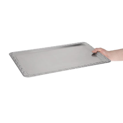 Stainless Steel Serving Platter with Decorative Edge GN 1/1 | APS 4