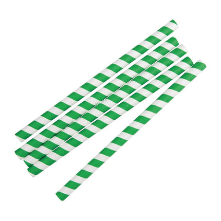 Compostable Green/White Striped Paper Smoothie Straws 21cm | Fiesta 2