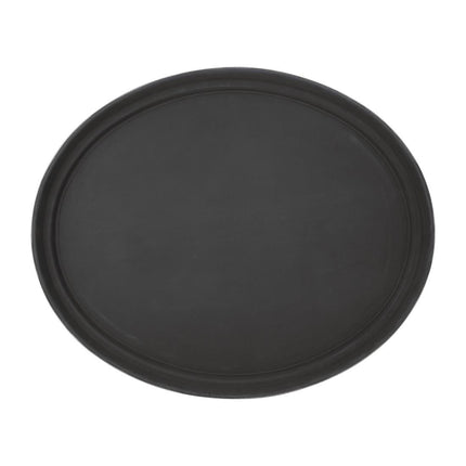 Black Oval Anti-Slip Tray 68.5cm Polypropylene | Olympia Kristallon
