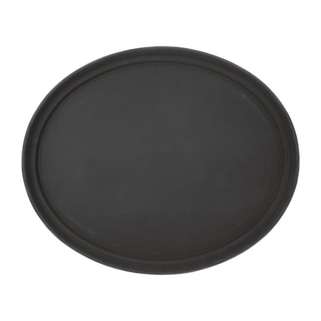 Black Oval Anti-Slip Tray 68.5cm Polypropylene | Olympia Kristallon