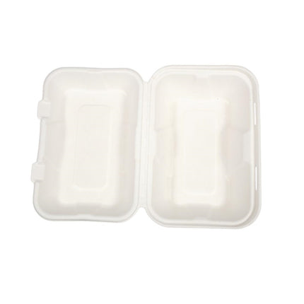 Compostable Bagasse Food Containers with Hinged Lid | Vegware | 22.8cm 2