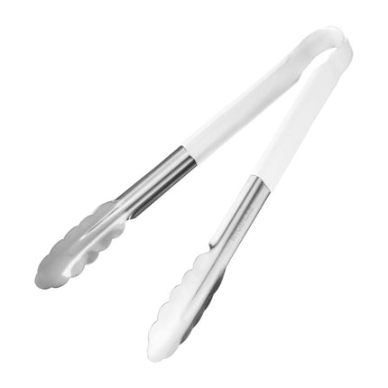 Stainless Steel Color-Coded Serving Tongs White | Hygiplas | 30cm