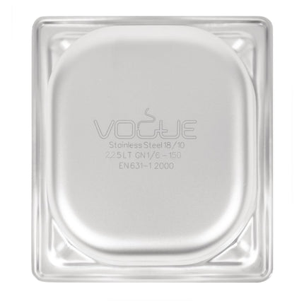 Stainless Steel GN 1/6 Container 150mm Depth | Vogue | 176x162mm 5