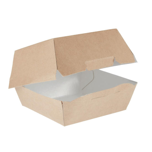 Compostable Kraft Hamburger Boxes Standard 10.8cm | Colpac | Recycled Cardboard | Pack of 250