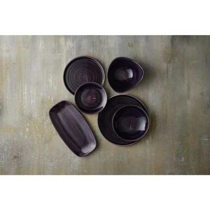 Deep Purple Triangular Bowl with Patina Finish | Churchill Stonecast Patina | 15.2cm 3