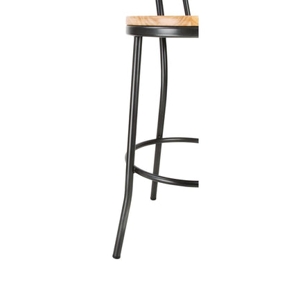 Bolero Clarisse High Stool | Metallic Grey Frame | Rustic Wooden Seat Cushion 4