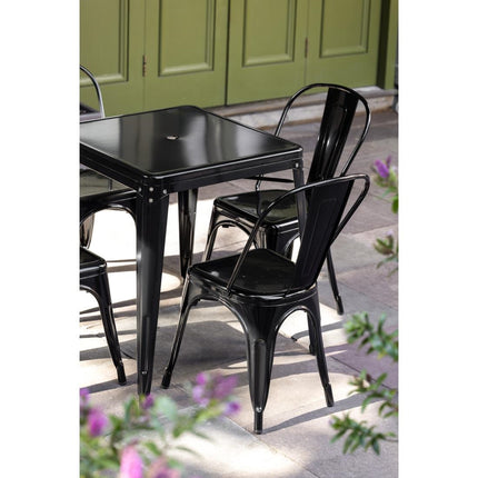 Square Galvanized Steel Bistro Table 668 mm | Bolero | Black 9