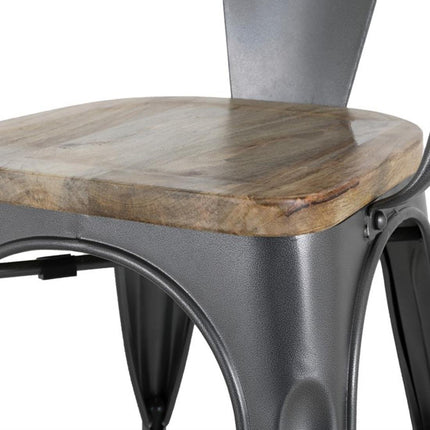Bolero Bistro Curve Armchairs with Wooden Seat Dark Grey 4-Pack 3