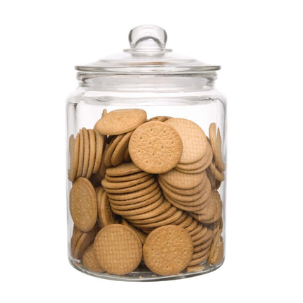 Olympia Biscotti Glass Storage Jars with Lids 6.3L and 3.8L 6
