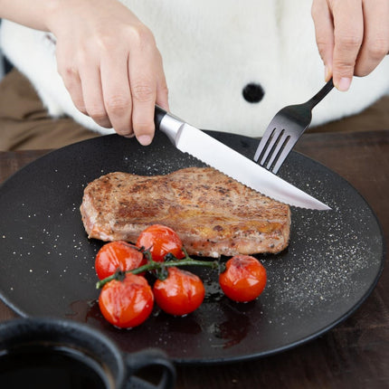 Premium Stainless Steel Riveted Steak Knives with Black ABS Handles | Olympia | Set of 6 5