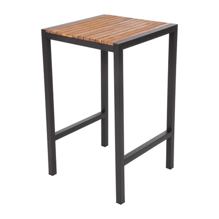 Square Bar Table 600mm Powder-Coated Steel and Acacia Wood | Bolero 3