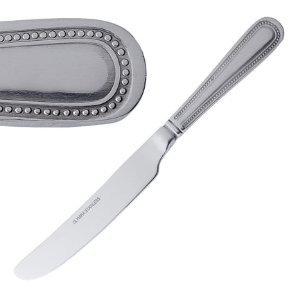 Table Knife with Bead Edge | Olympia Bead | 12 Pieces | High Gloss 18/0 Stainless Steel
