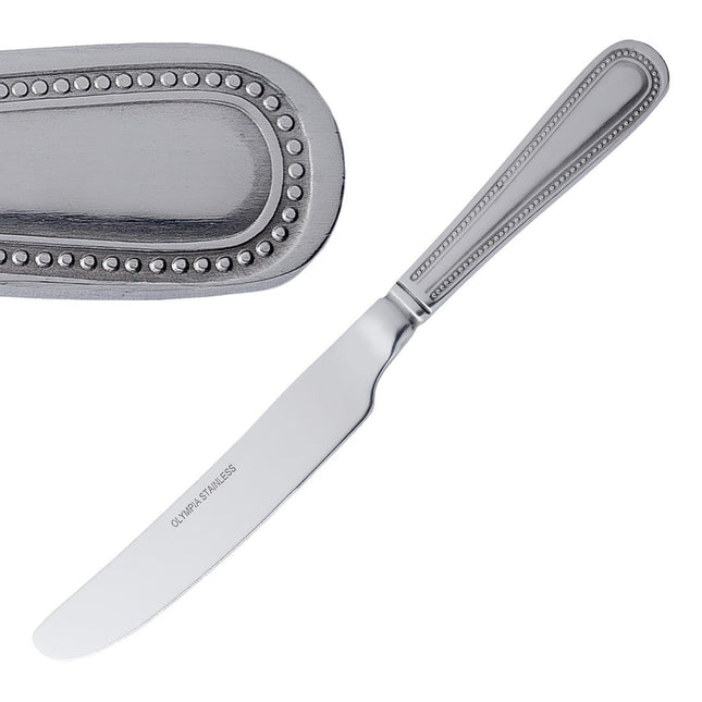 Table Knife with Bead Edge | Olympia Bead | 12 Pieces | High Gloss 18/0 Stainless Steel