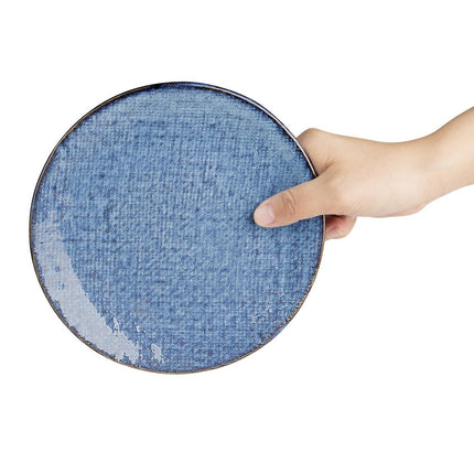 Porcelain Blue Coupe Plates with Denim Texture | Olympia | 180mm 4