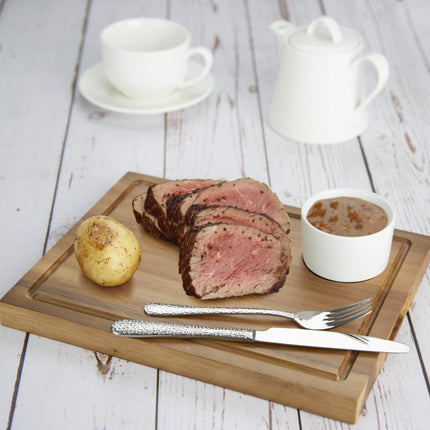 Large Acacia Wood Steak Board with Ramekin Slot | Olympia 3