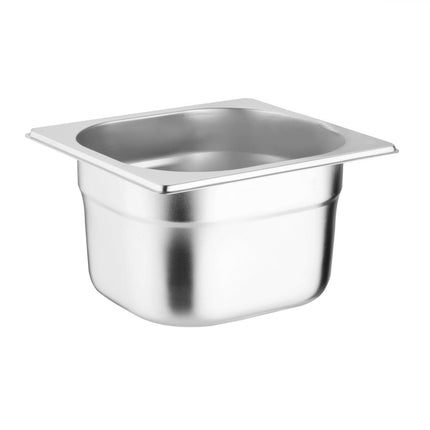 Vogue Stainless Steel GN 1/6 Food Pan Set with Lids (4 Pieces)
