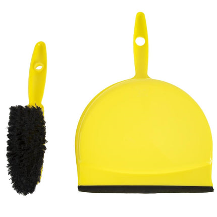 Soft Hand Broom and Dustpan Set with Rubber Edge | Jantex | Yellow | 22cm Wide 4
