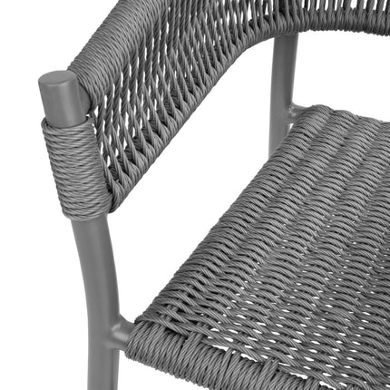 Gray Mix Rope Twist Rattan Chairs | Bolero Florence Series | Set of 2 5