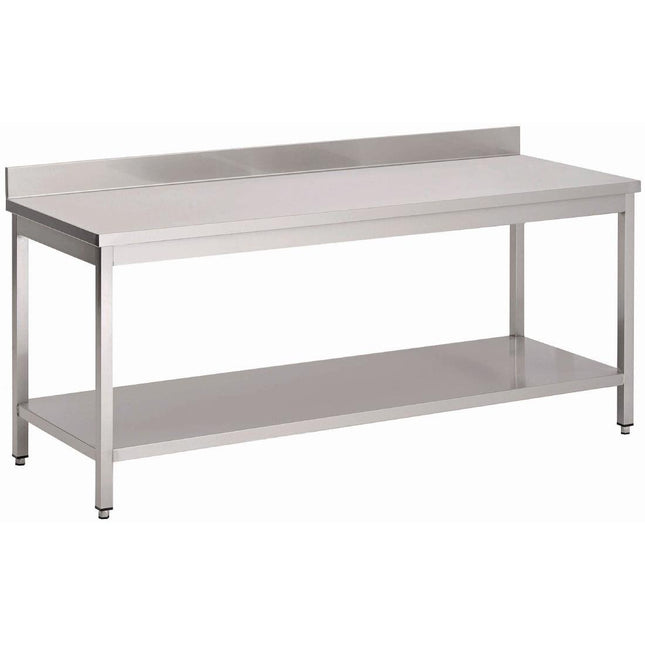 Stainless Steel Worktable with Underplate and Backsplash 88x200x60cm | Gastro M | AISI 430