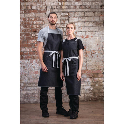 Black Denim Halter Apron with Adjustable Neck and Double Pockets | Southside | 100x70 cm 5
