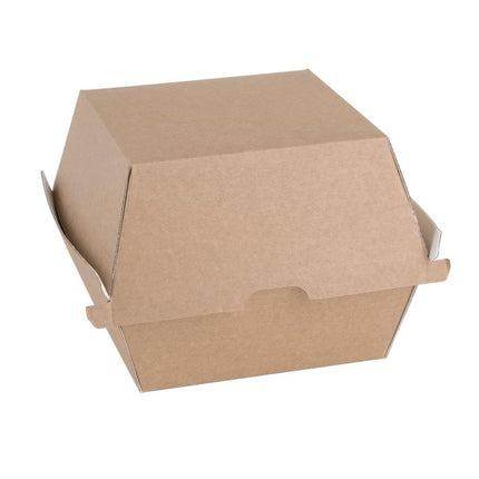Compostable Kraft Hamburger Boxes Large Square 112mm | Fiesta (150 pcs)