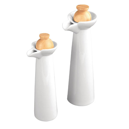 Whiteware Oil and Vinegar Set | Olympia | Wooden Tray and Stoppers 4