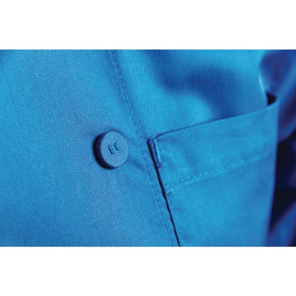 Unisex Blue Chef Jacket | Chef Works | M | Double-Breasted with 3/4 Sleeves | Polyester/Cotton Blend 3