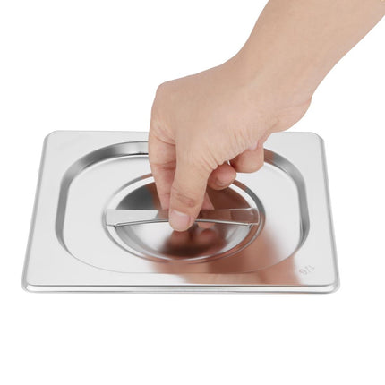 Vogue Stainless Steel GN 1/6 Food Pan Set with Lids (4 Pieces) 7