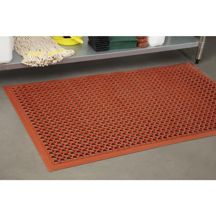 Rubber Anti-Fatigue Mat Red 1500x900mm | Jantex 2