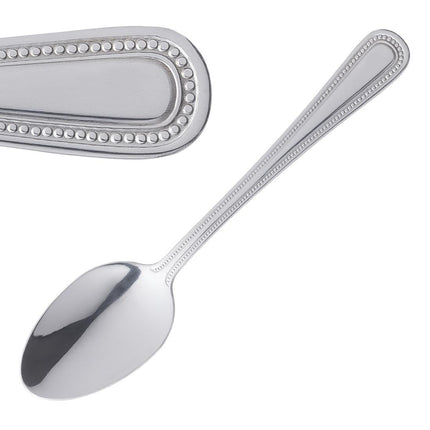 Dessert Spoon with Bead Edge | Olympia Bead | 12 Pieces | High Gloss 18/0 Stainless Steel