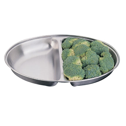 Oval Stainless Steel Covered Dish with 2 Compartments 25.4cm | Olympia