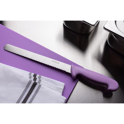 Serrated Chef's Knife with Purple Handle | Hygiplas | 24.8cm Blade 6