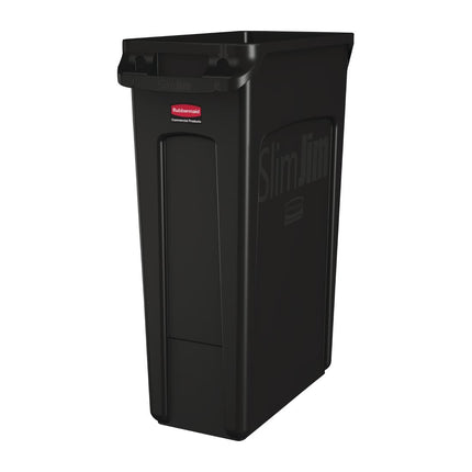 Slim Jim Industrial Ventilated Waste Bin 87L Black | Rubbermaid