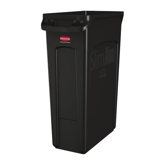 Slim Jim Industrial Ventilated Waste Bin 87L Black | Rubbermaid
