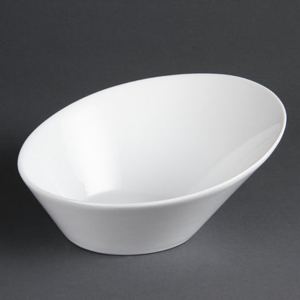 Oval Sloped Bowls 22.2x24.6cm White Porcelain (3 Pieces) | Olympia Whiteware