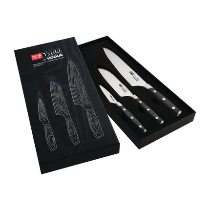 3-Piece Knife Gift Set VG-10 Damascus Steel | Vogue Tsuki Series 7