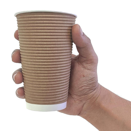 Recyclable Ribbed Kraft Coffee Cups with Insulating Wall | Fiesta | 455ml 4