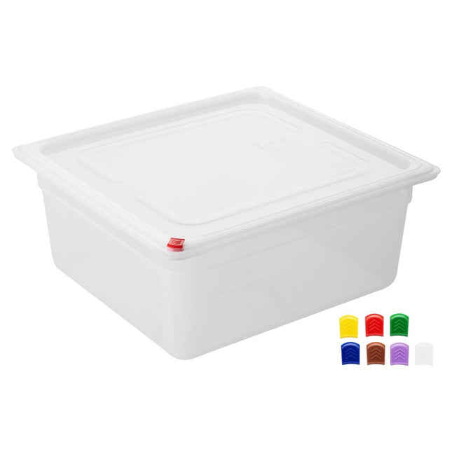 Hygiplas Click PP GN Container 2/3 with Lid & 7 Color Clips 150mm 12L | Set of 4 2