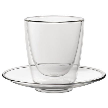 Double-Walled Cappuccino Glass and Saucer 220ml | Utopia | 6 Pieces