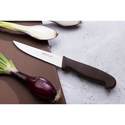 Serrated Vegetable Knife with Brown Handle | Hygiplas | 10.5cm Blade 6